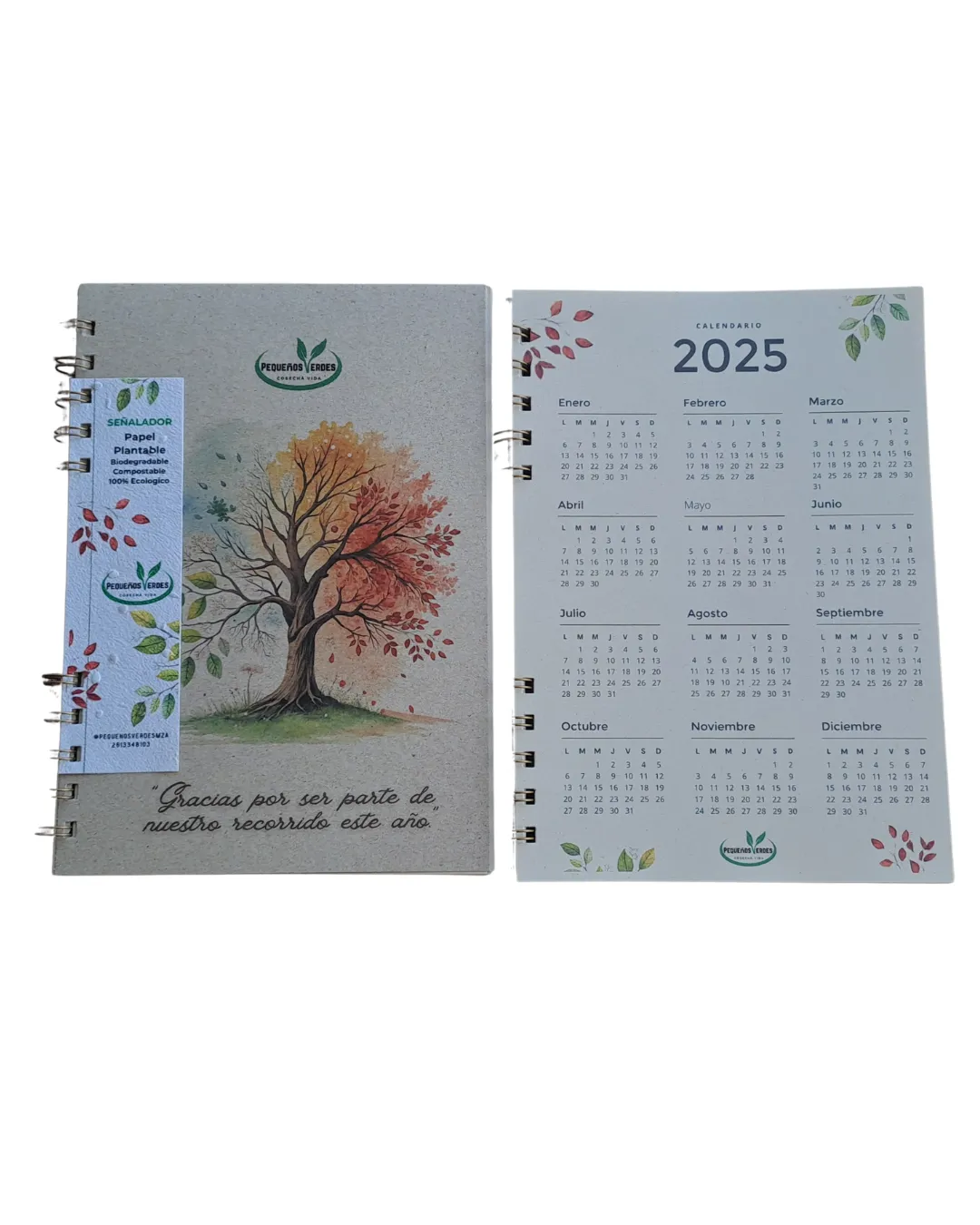 50 Cuadernos A5 tapa cartulina reciclada + señalador plantable